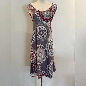 Sleeveless A-line Midi Dress Red and White  VERY versatile and comfortable !